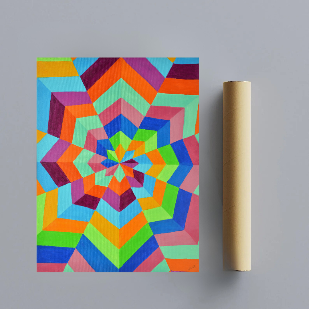 CHITRAPOTLI Spectrum Flow – 3D Geometric Art | Modern Abstract Canvas Print