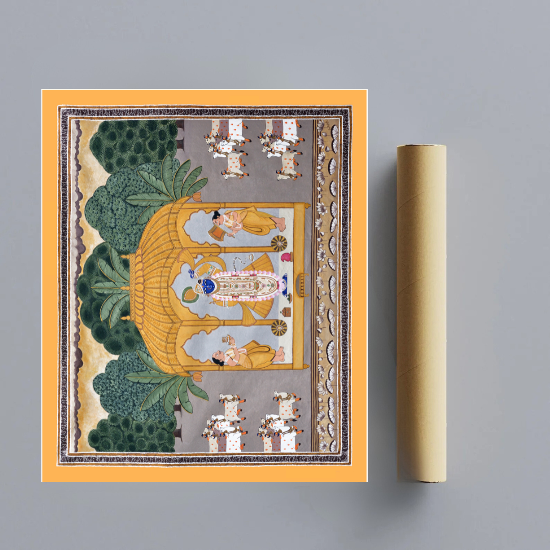 CHITRAPOTLI Shrinathji Upavan Pichwai Art | Traditional Indian Folk Art Canvas Print