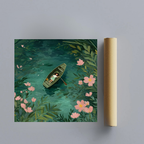 CHITRAPOTLI Serene Boat Lake Wall Art
