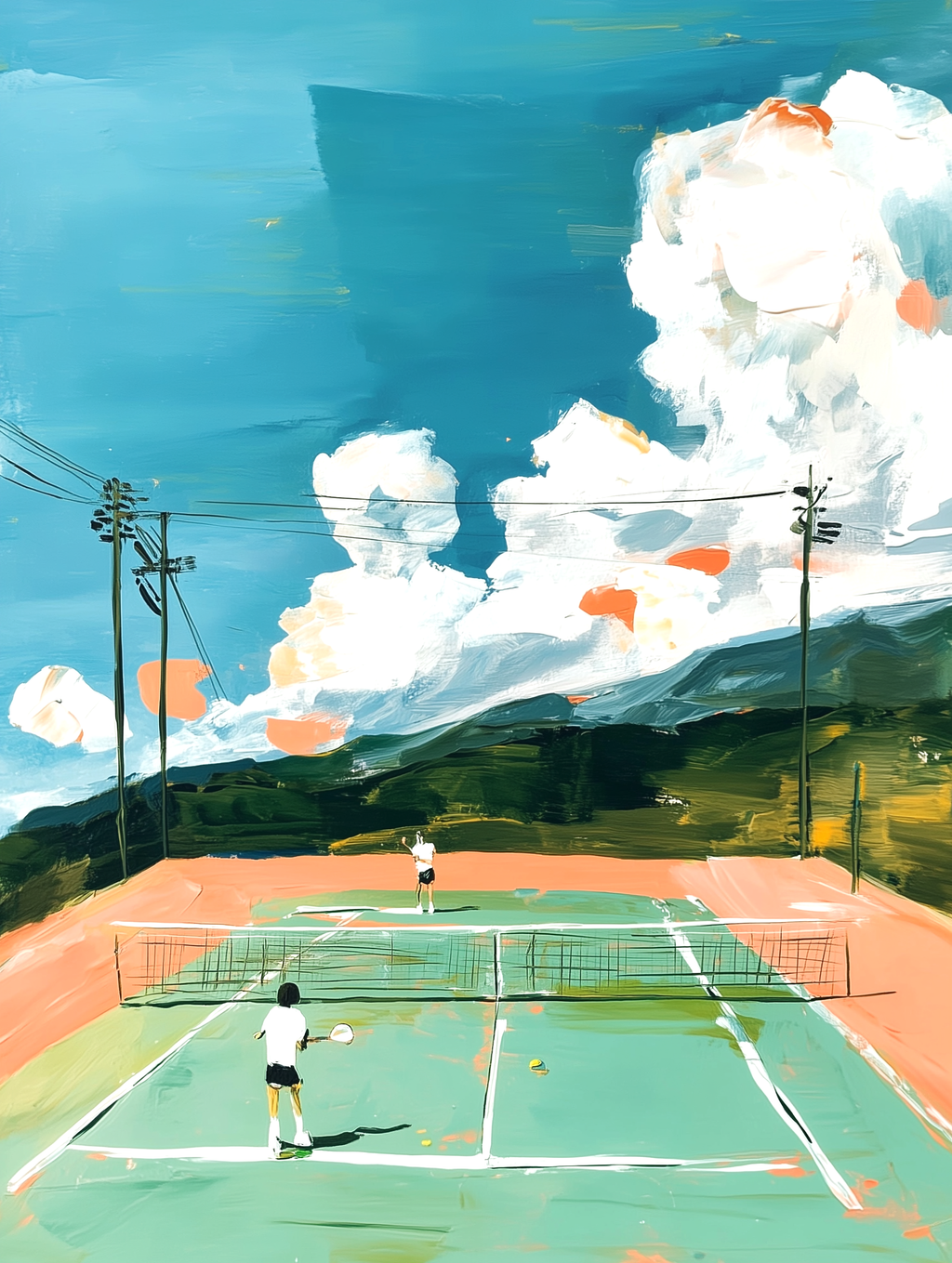 CHITRAPOTLI Skyline Rally – Tennis Canvas Art
