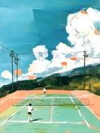 CHITRAPOTLI Skyline Rally – Tennis Canvas Art