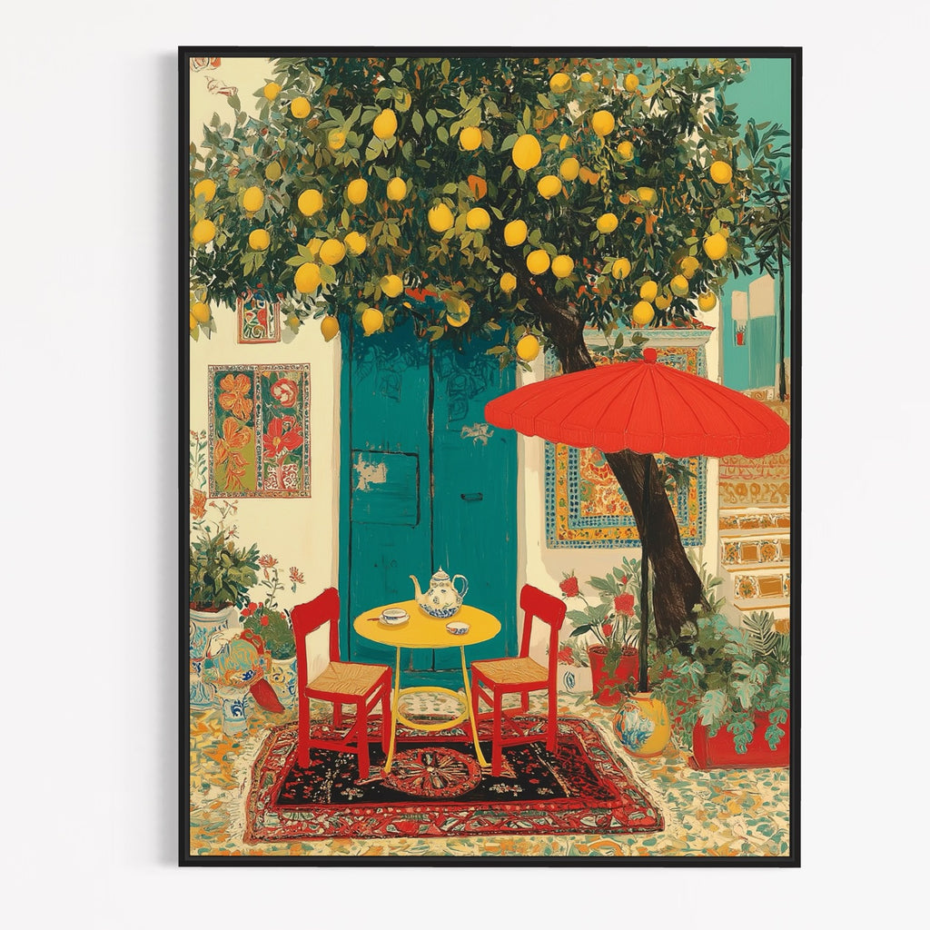 CHITRAPOTLI Lemon Courtyard – Mediterranean Café Canvas Art