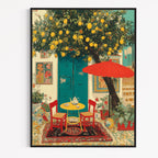 CHITRAPOTLI Lemon Courtyard – Mediterranean Café Canvas Art
