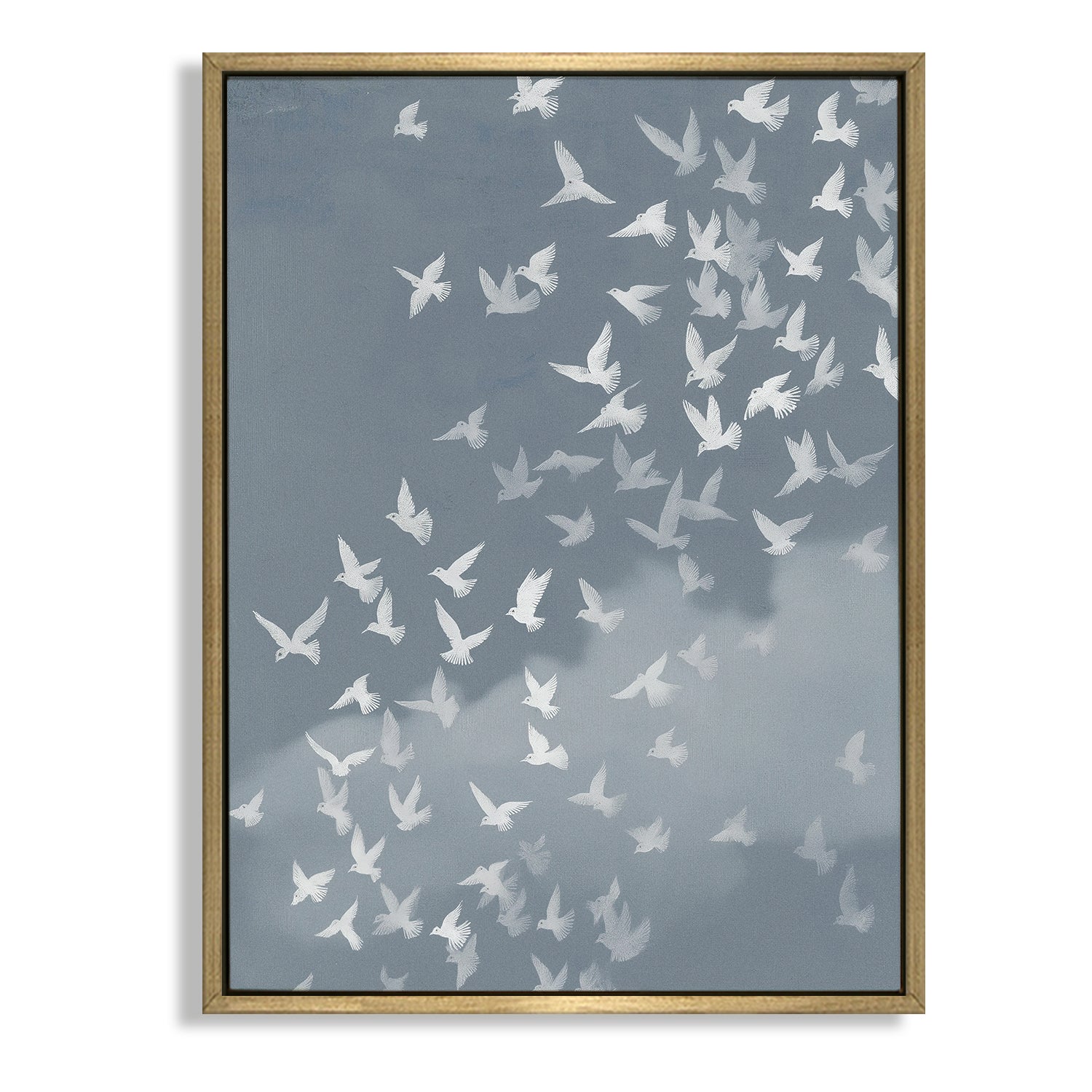 CHITRAPOTLI Udaan Canvas Wall Art | Flying Birds Minimal Sky Painting Print