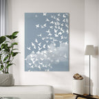 CHITRAPOTLI Udaan Canvas Wall Art | Flying Birds Minimal Sky Painting Print
