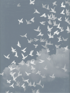CHITRAPOTLI Udaan Canvas Wall Art | Flying Birds Minimal Sky Painting Print