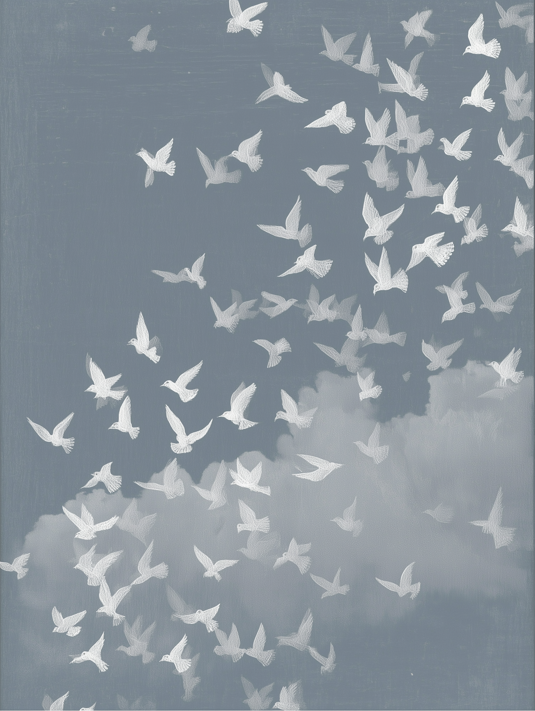 CHITRAPOTLI Udaan Canvas Wall Art | Flying Birds Minimal Sky Painting Print