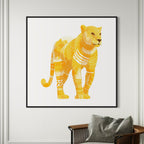 CHITRAPOTLI Swarn Vanraj Canvas Wall Art | Golden Leopard