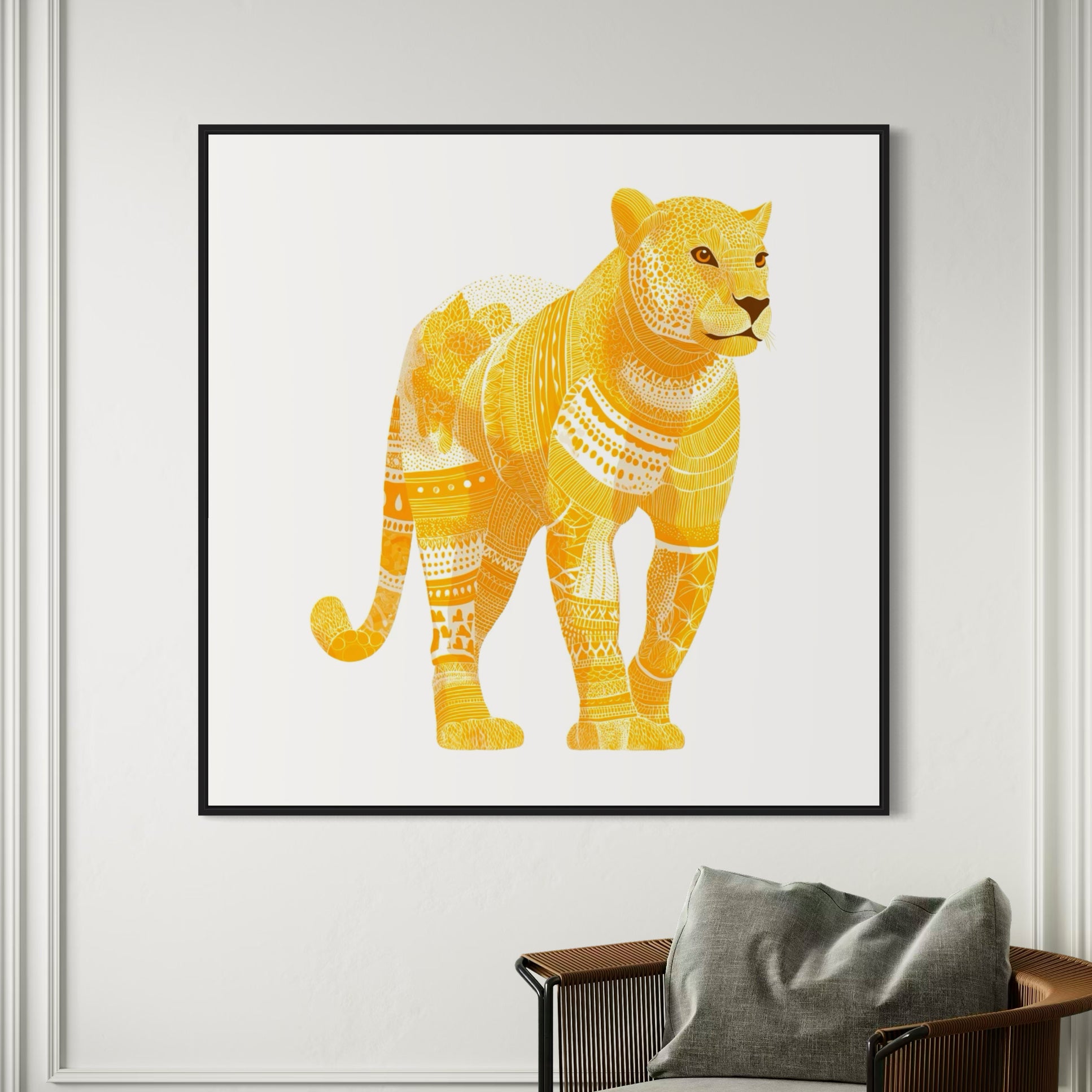 CHITRAPOTLI Swarn Vanraj Canvas Wall Art | Golden Leopard