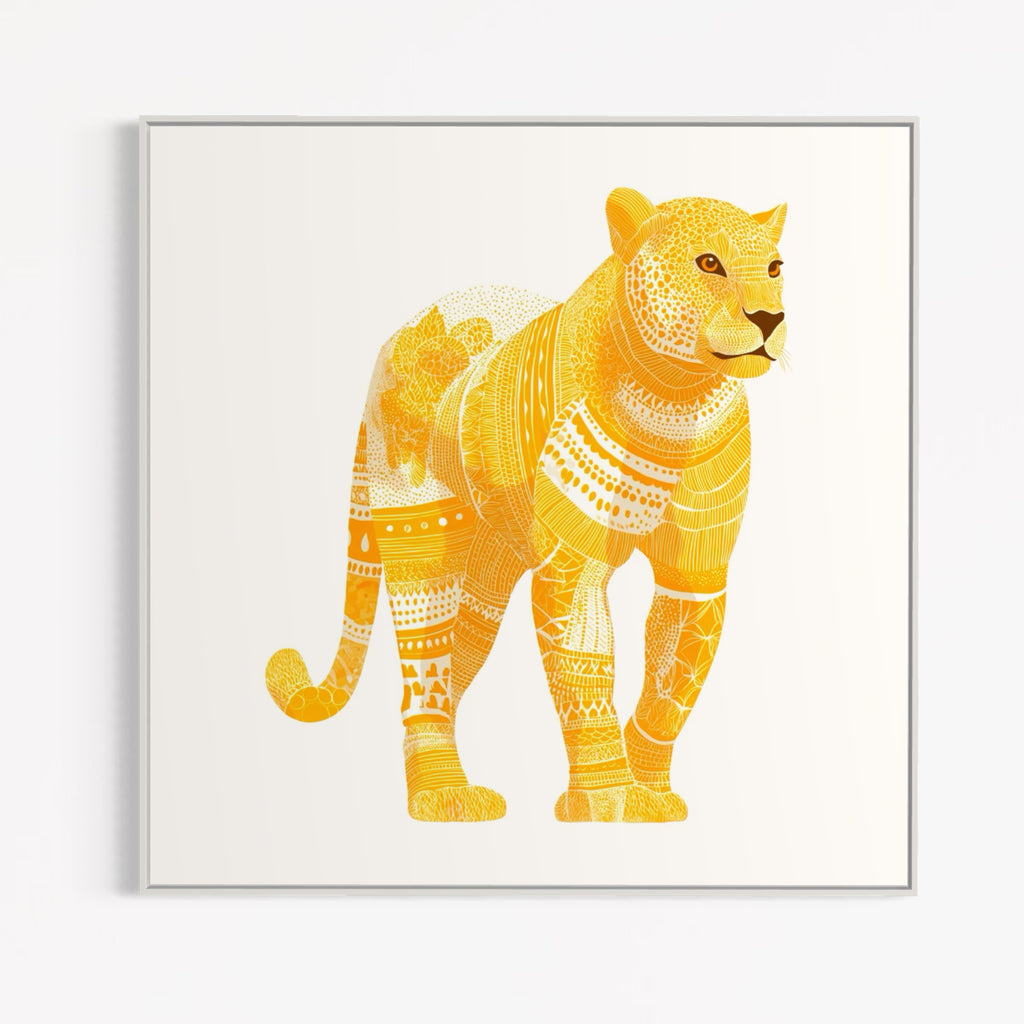 CHITRAPOTLI Swarn Vanraj Canvas Wall Art | Golden Leopard