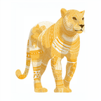 CHITRAPOTLI Swarn Vanraj Canvas Wall Art | Golden Leopard