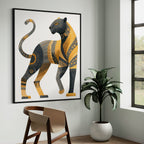 CHITRAPOTLI Rajsi Vanraj Canvas Wall Art | Black & Gold Leopard