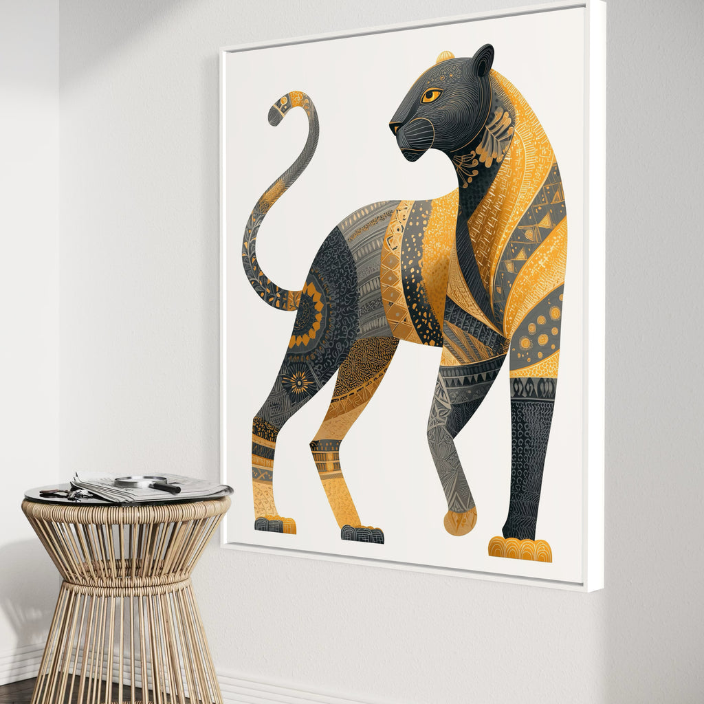 CHITRAPOTLI Rajsi Vanraj Canvas Wall Art | Black & Gold Leopard