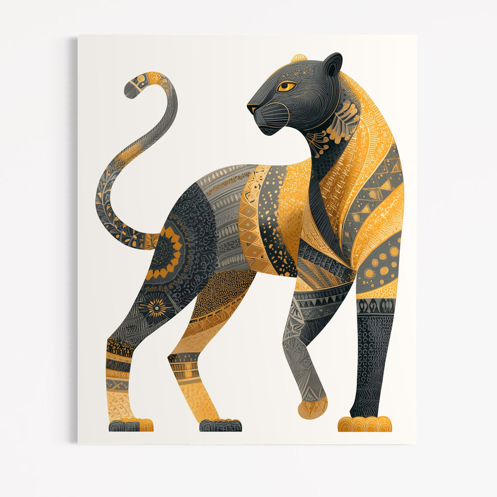 CHITRAPOTLI Rajsi Vanraj Canvas Wall Art | Black & Gold Leopard