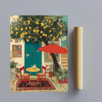CHITRAPOTLI Lemon Courtyard – Mediterranean Café Canvas Art