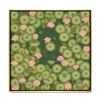CHITRAPOTLI Padma Shanti Canvas Wall Art | Lotus Pond Botanical Painting Print |