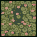 CHITRAPOTLI Padma Shanti Canvas Wall Art | Lotus Pond Botanical Painting Print |