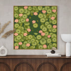 CHITRAPOTLI Padma Shanti Canvas Wall Art | Lotus Pond Botanical Painting Print |