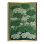 CHITRAPOTLI Verdant Lotus Canvas Wall Art | Botanical Lotus Pond Illustration Print |