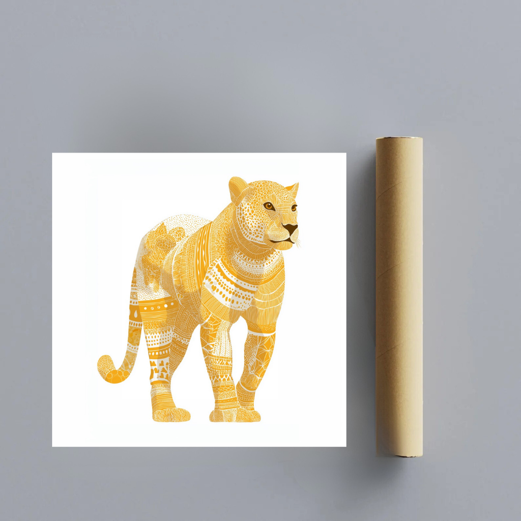 CHITRAPOTLI Swarn Vanraj Canvas Wall Art | Golden Leopard