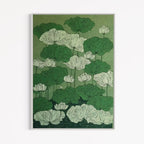 CHITRAPOTLI Verdant Lotus Canvas Wall Art | Botanical Lotus Pond Illustration Print |