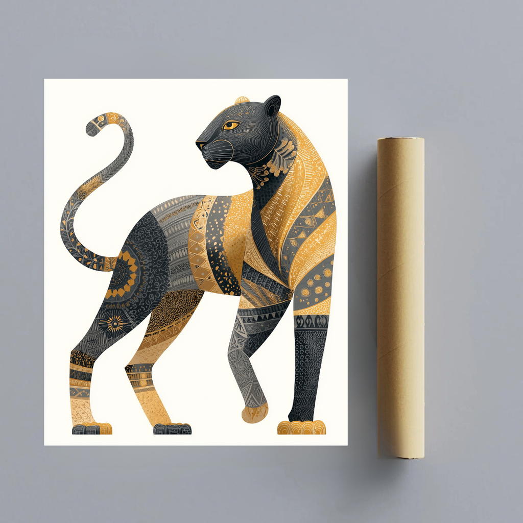 CHITRAPOTLI Rajsi Vanraj Canvas Wall Art | Black & Gold Leopard