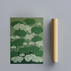 CHITRAPOTLI Verdant Lotus Canvas Wall Art | Botanical Lotus Pond Illustration Print |