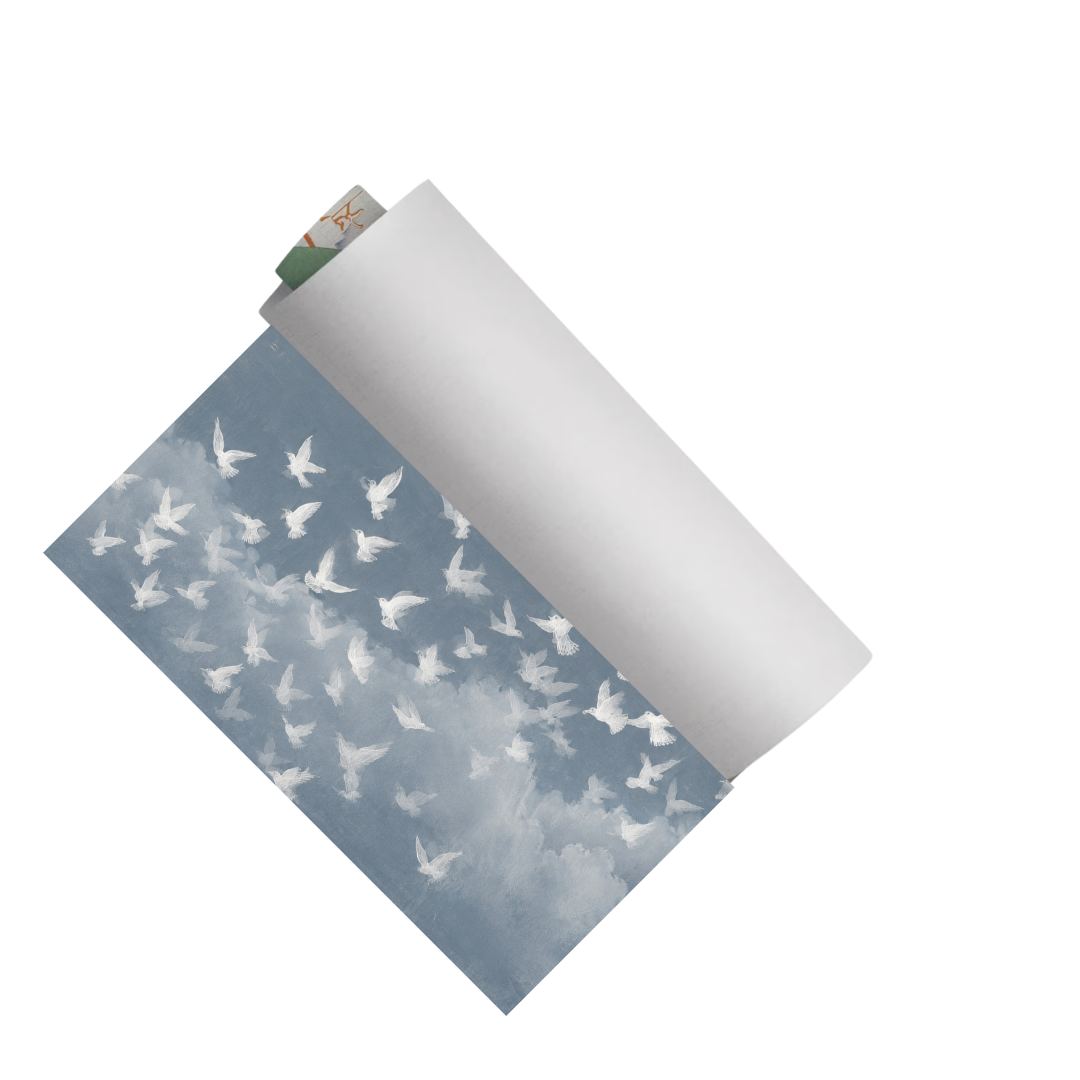 CHITRAPOTLI Udaan Landscape 01 Canvas Wall Art | White Birds in Flight Blue Sky