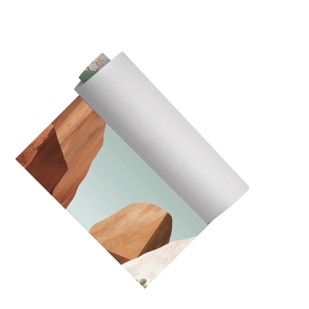 CHITRAPOTLI Silent Coast Canvas Wall Art | Minimalist Terracotta Rocks Beach Landscape Painting