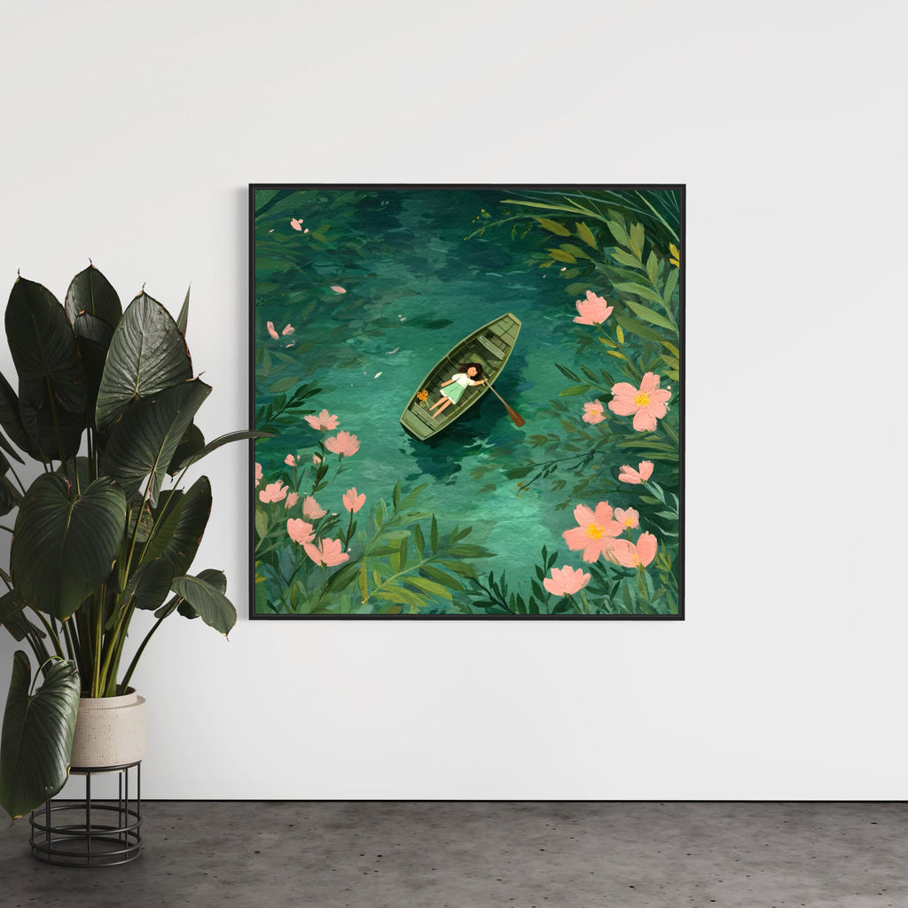 CHITRAPOTLI Serene Boat Lake Wall Art
