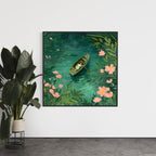 CHITRAPOTLI Serene Boat Lake Wall Art