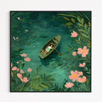 CHITRAPOTLI Serene Boat Lake Wall Art