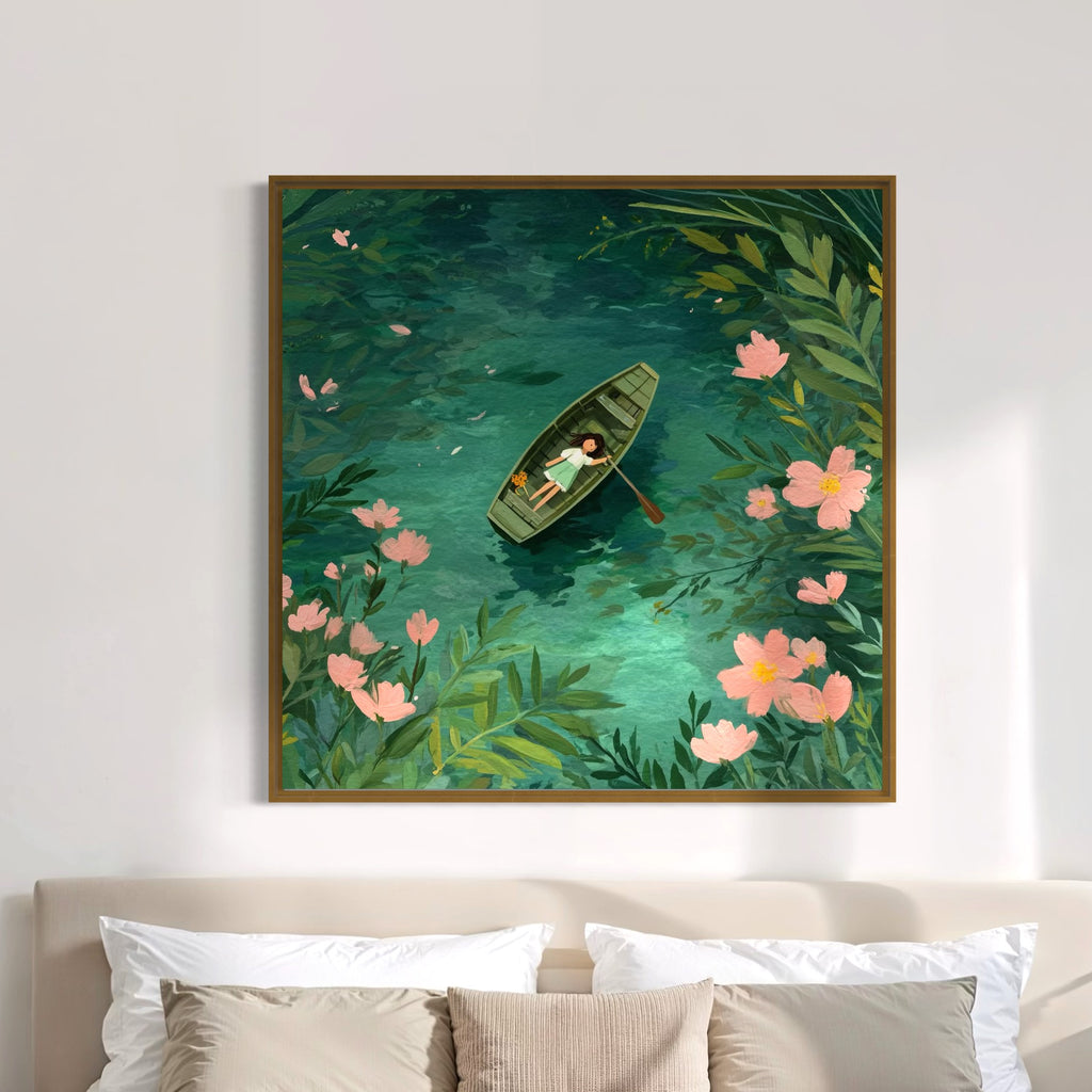 CHITRAPOTLI Serene Boat Lake Wall Art