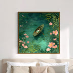 CHITRAPOTLI Serene Boat Lake Wall Art
