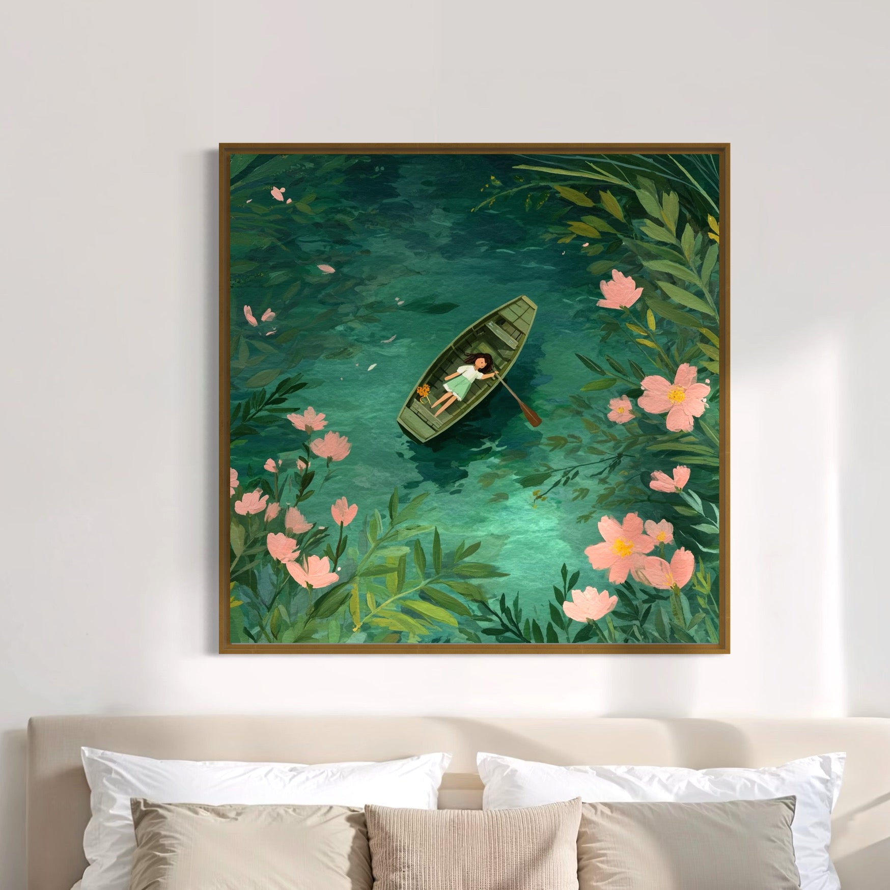 CHITRAPOTLI Serene Boat Lake Wall Art