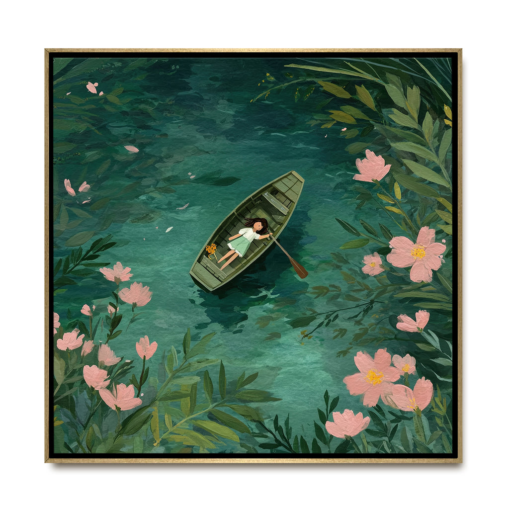 CHITRAPOTLI Serene Boat Lake Wall Art
