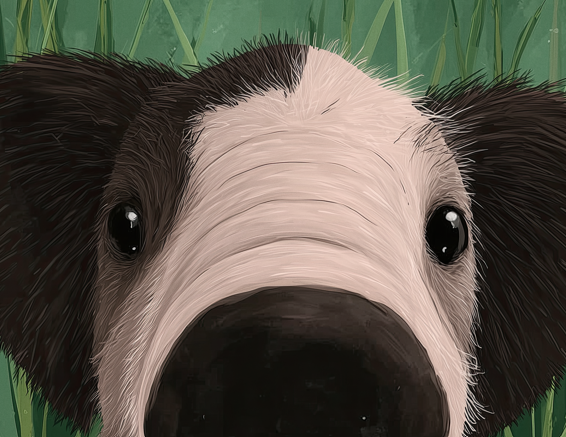 CHITRAPOTLI Curious Paws Canvas Wall Art | Peeking Puppy in Green Grass Animal Painting