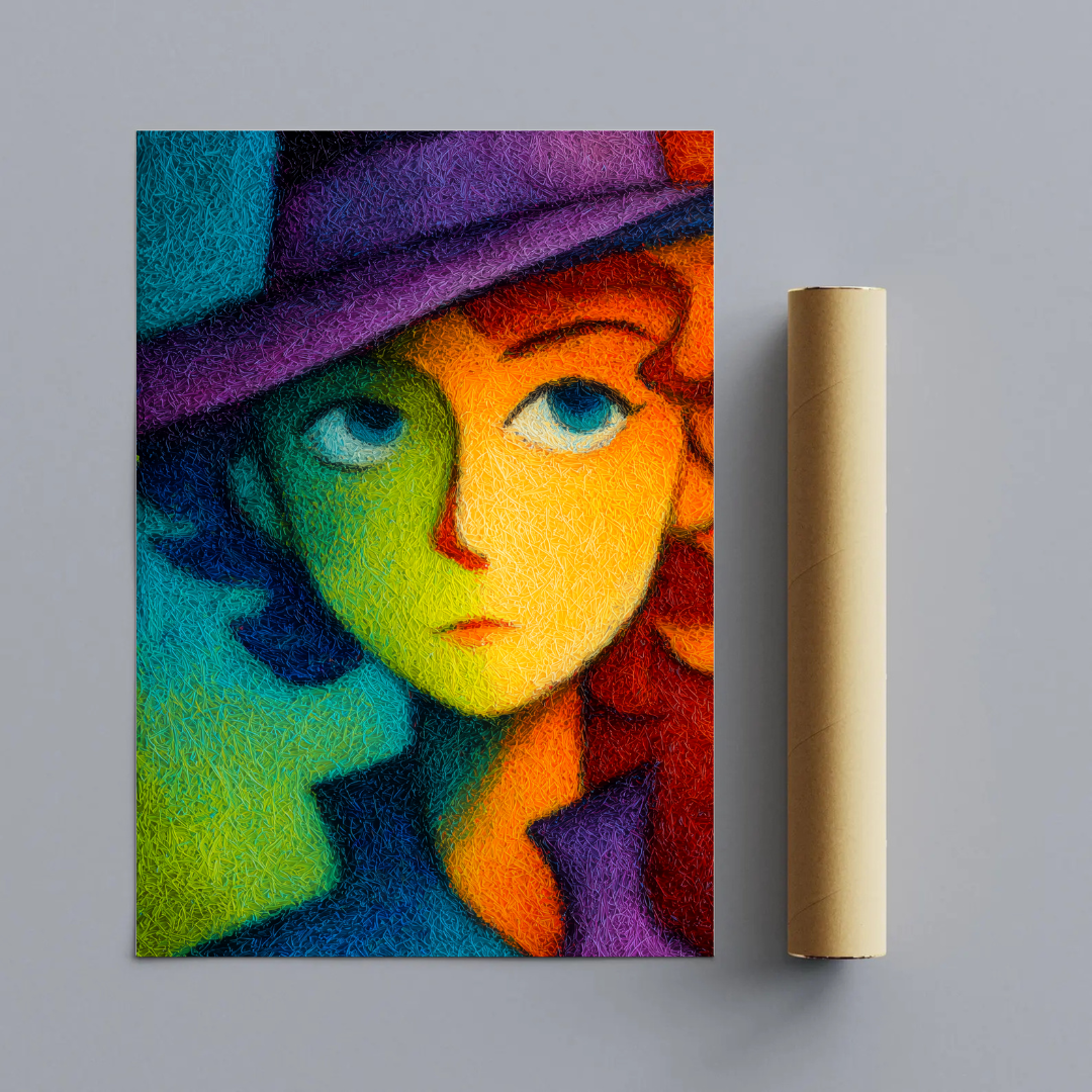 CHITRAPOTLI Spectrum of Thoughts Canvas Wall Art | Colorful Cubist Portrait Abstract Painting