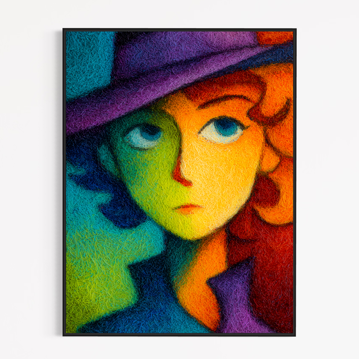 CHITRAPOTLI Spectrum of Thoughts Canvas Wall Art | Colorful Cubist Portrait Abstract Painting