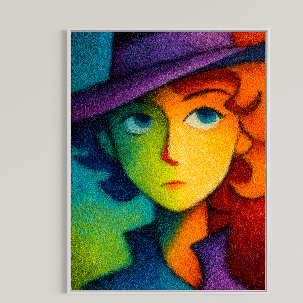 CHITRAPOTLI Spectrum of Thoughts Canvas Wall Art | Colorful Cubist Portrait Abstract Painting