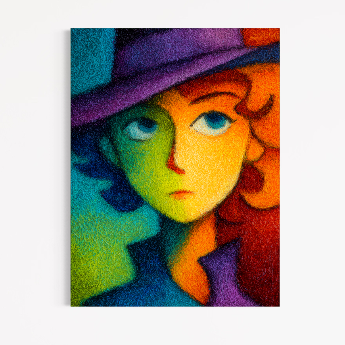 CHITRAPOTLI Spectrum of Thoughts Canvas Wall Art | Colorful Cubist Portrait Abstract Painting