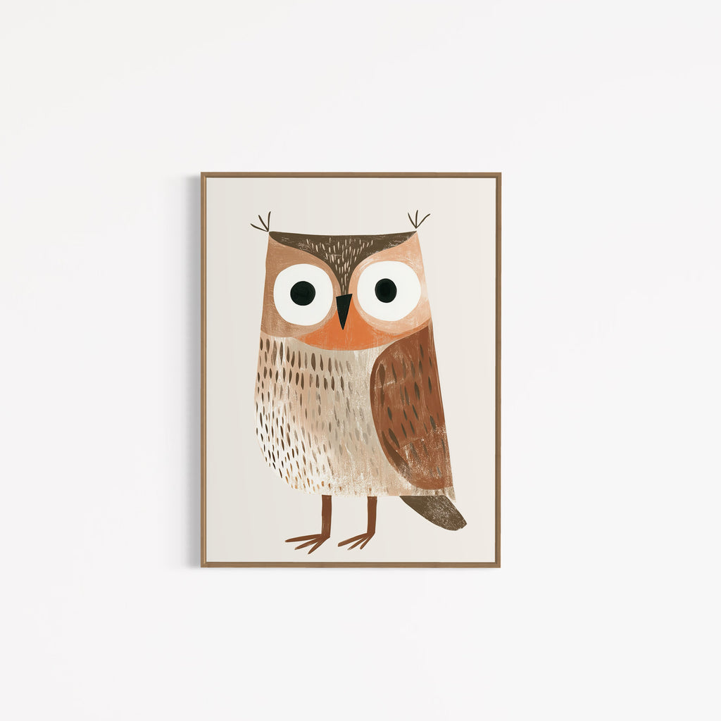 CHITRAPOTLI Wise Little Owl Canvas Wall Art-Cute Owl Illustration Canvas Print-Woodland Animal Wall Decor for Kids Room Nursery-Minimalist Bird Artwork