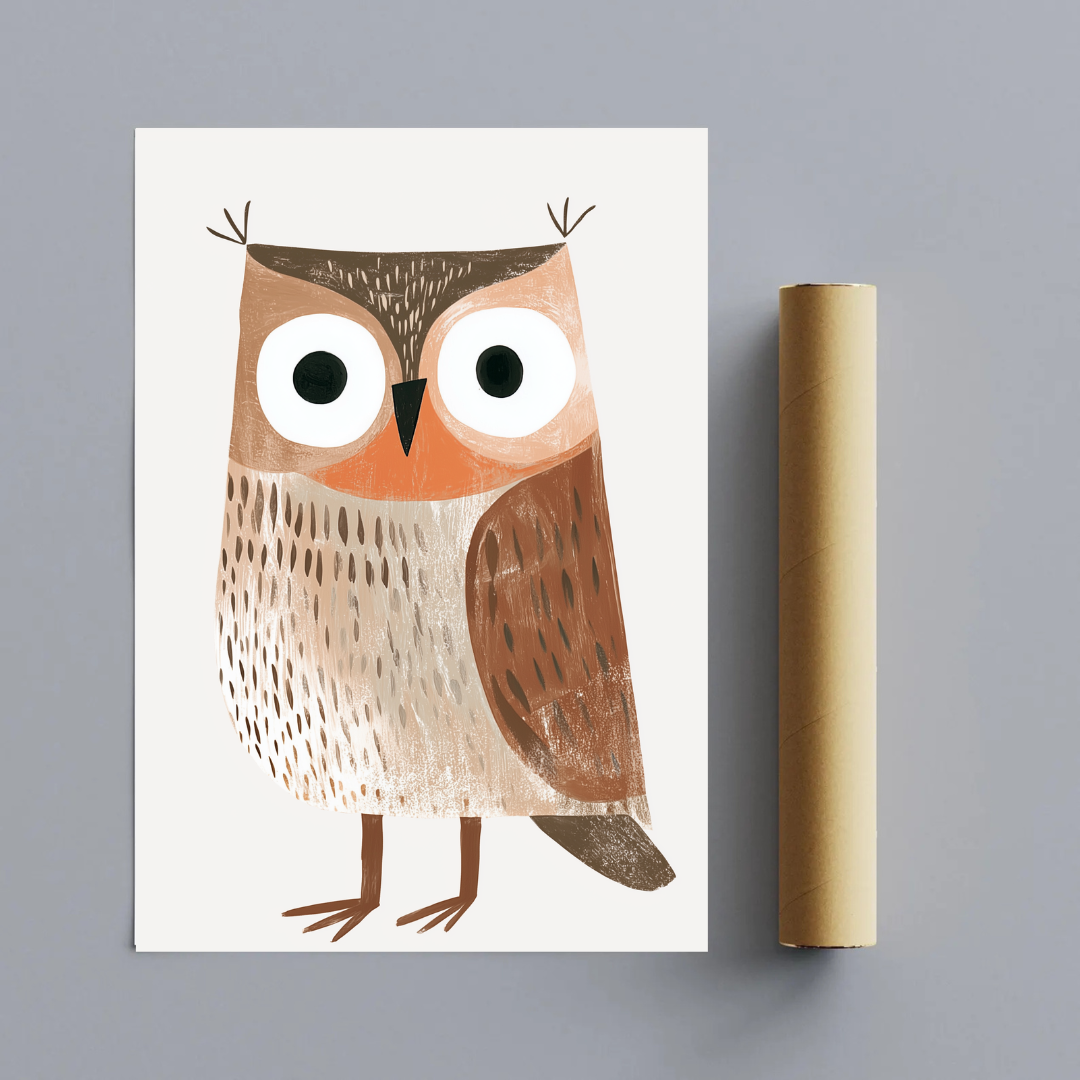 CHITRAPOTLI Wise Little Owl Canvas Wall Art | Cute Owl Nursery Kids Room Animal Painting