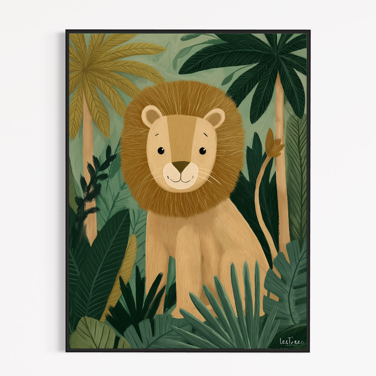 CHITRAPOTLI Little King of the Jungle Canvas Wall Art-Cute Lion Canvas Print for Kids Room-Jungle Animal Nursery Decor-Safari Theme Wall Art
