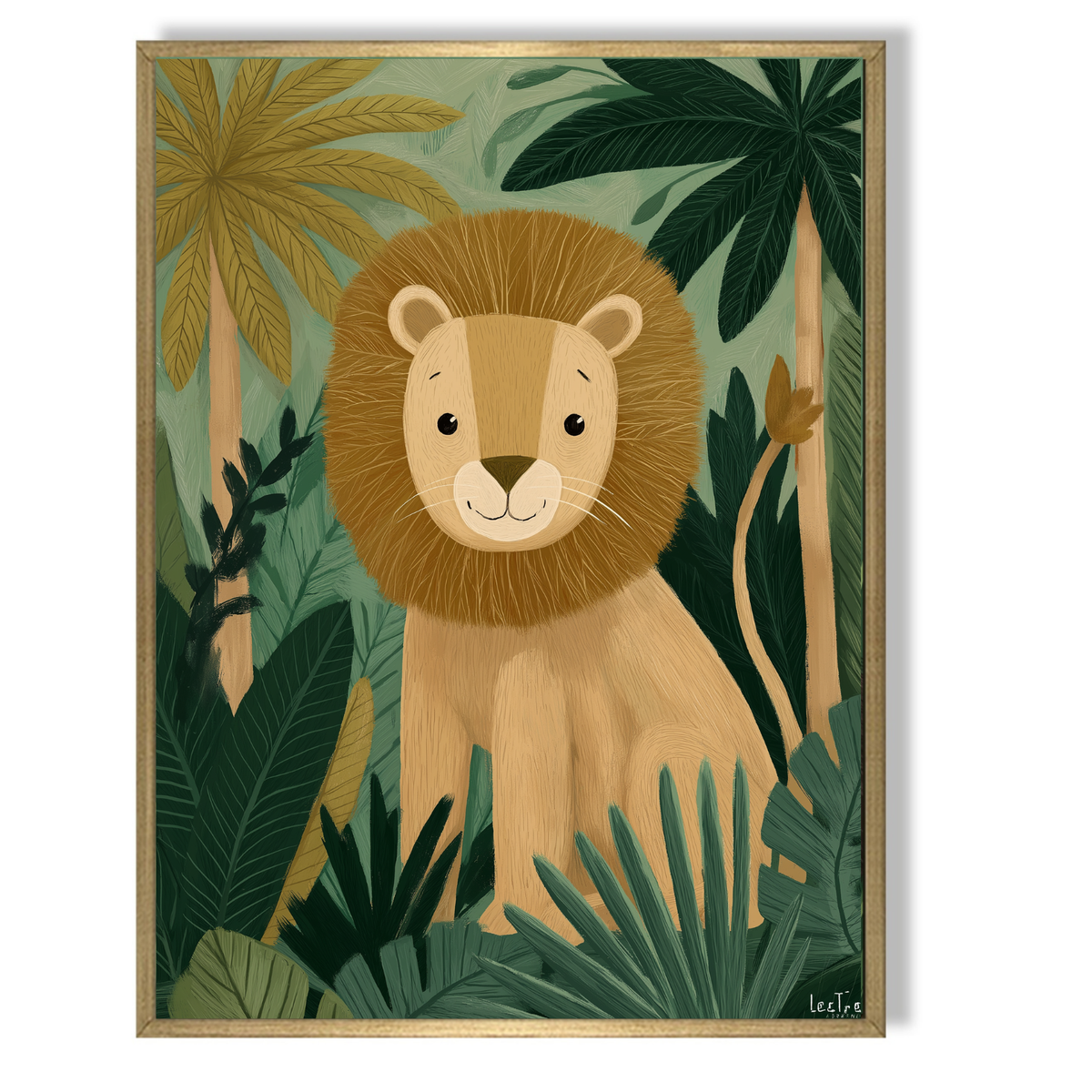 CHITRAPOTLI Little King of the Jungle Canvas Wall Art-Cute Lion Canvas Print for Kids Room-Jungle Animal Nursery Decor-Safari Theme Wall Art