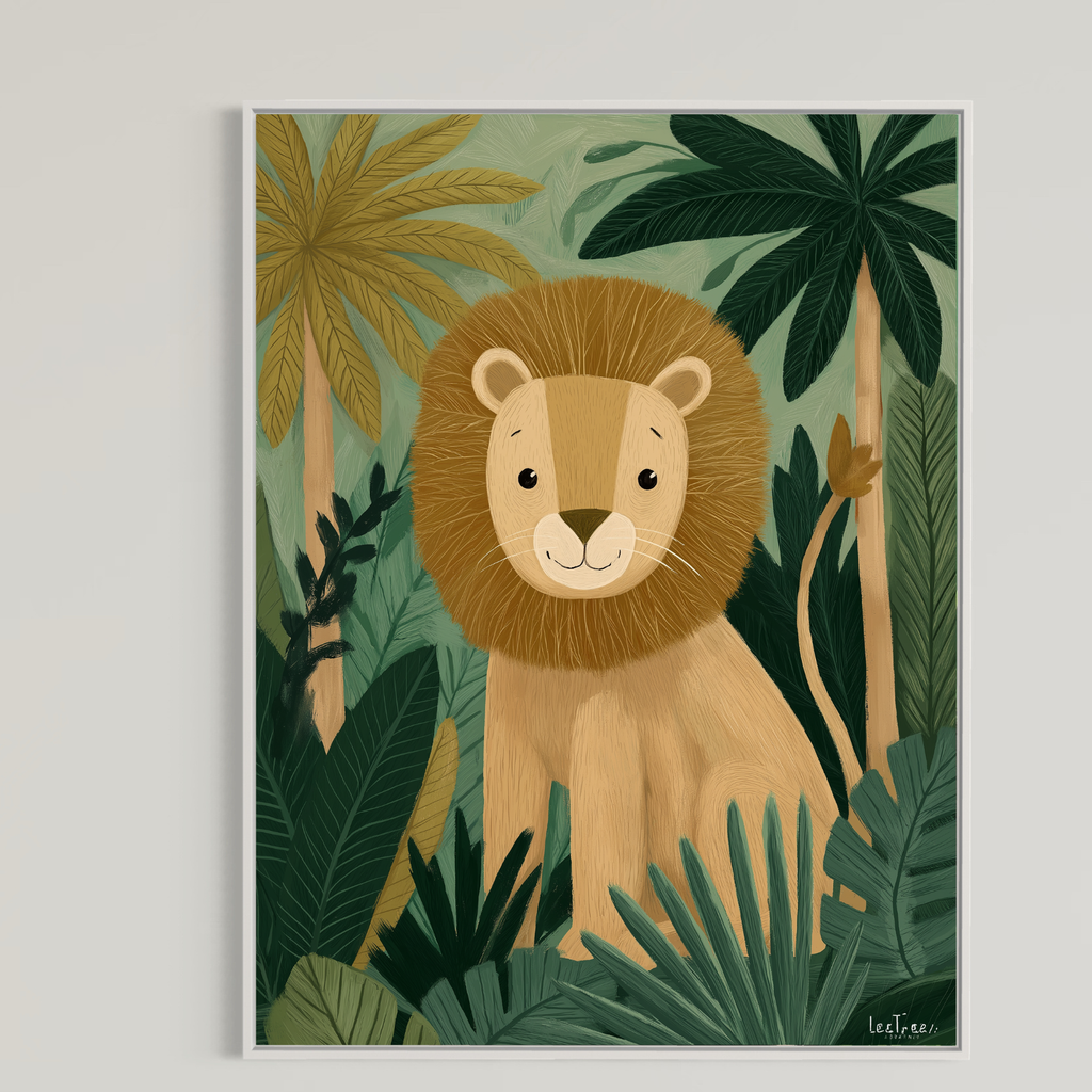 CHITRAPOTLI Little King of the Jungle Canvas Wall Art-Cute Lion Canvas Print for Kids Room-Jungle Animal Nursery Decor-Safari Theme Wall Art