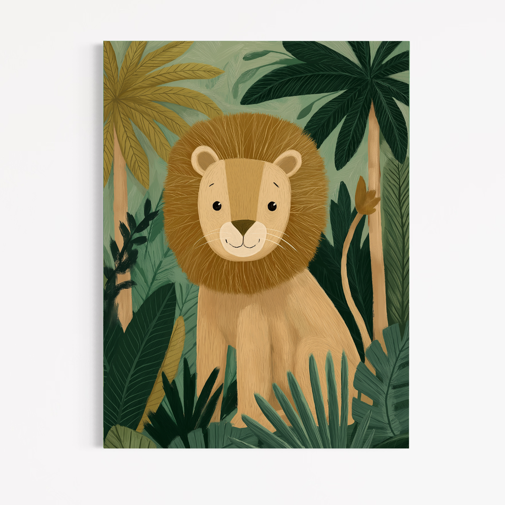 CHITRAPOTLI Little King of the Jungle Canvas Wall Art-Cute Lion Canvas Print for Kids Room-Jungle Animal Nursery Decor-Safari Theme Wall Art
