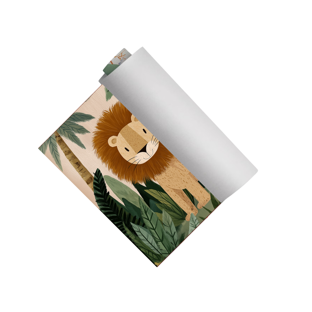 CHITRAPOTLI Jungle King Leo Canvas Wall Art | Cute Lion Canvas Print for Kids Room | Safari Animal Nursery Decor | Tropical Jungle Wall Art | Lion Illustration