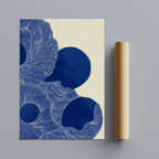 CHITRAPOTLI Indigo Flow Abstract Canvas Wall Art | Blue and White Modern Abstract Painting | Minimalist Geometric Line Art Canvas Print | Contemporary Wall Décor