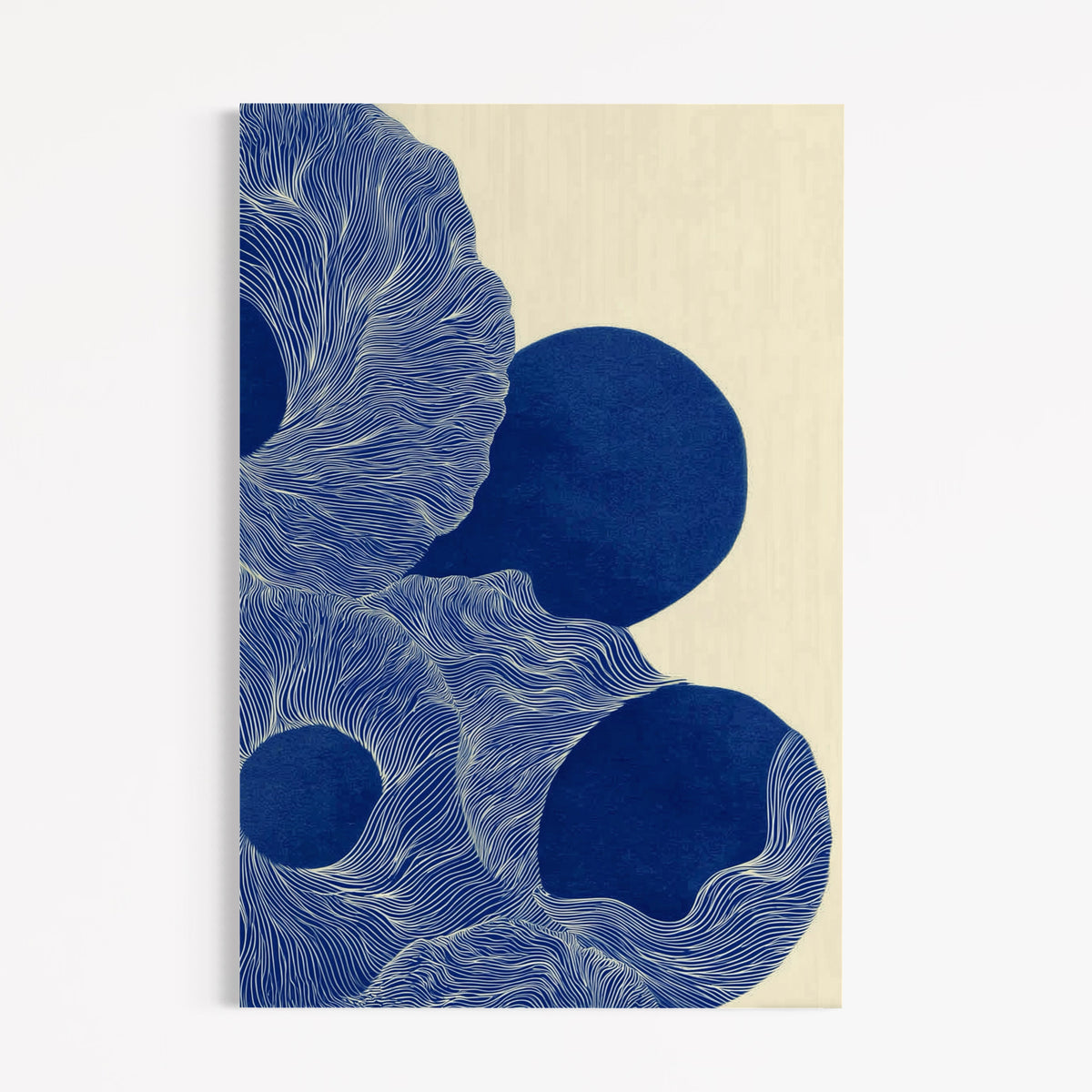 CHITRAPOTLI Indigo Flow Abstract Canvas Wall Art | Blue and White Modern Abstract Painting | Minimalist Geometric Line Art Canvas Print | Contemporary Wall Décor